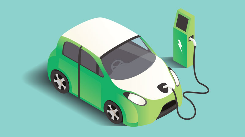 disegno auto elettrica in ricarica